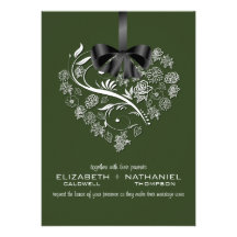 Faire-part de mariage essoufflé--vert forêt
