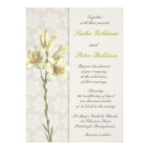 Faire-part de mariage floral blanc de Lillies