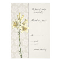 Faire-part de mariage floral blanc de Lillies