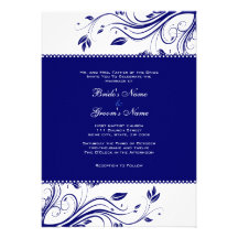 Faire-part de mariage floral blanc et bleu de remo