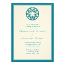Faire-part de mariage floral bleu vert de tuiles invitations