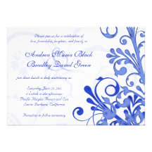 Faire-part de mariage floral de bleu et blanc roya