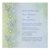 Faire-part de mariage floral de chuchotement bleu invitations