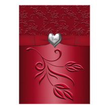 Faire-part de mariage floral de coeur d'argent de 