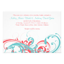 Faire-part de mariage floral de corail de destinat