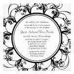 Faire-part de mariage floral de fantaisie (noir/bl