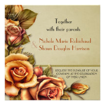 Faire-part de mariage floral de lueur de rose d'au