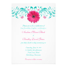 Faire-part de mariage floral de marguerite rose de