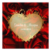 Faire-part de mariage floral de rose rouge