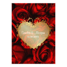 Faire-part de mariage floral de rose rouge