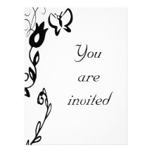 Faire-part de mariage floral moderne noir et blanc