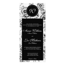 Faire-part de mariage floral noir et blanc de mono