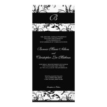 Faire-part de mariage floral noir et blanc de mono