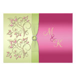 Faire-part de mariage floral rose vert de monogram