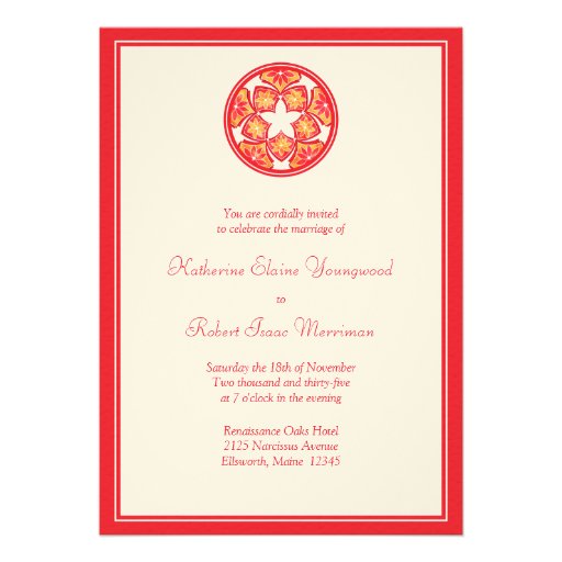 Faire-part de mariage floral rouge de tuiles