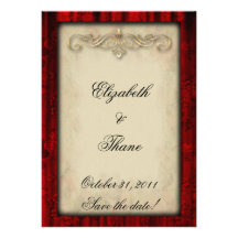 Faire-part de mariage gothique de soie rouge et de
