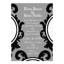 Faire-part de mariage (gris) noir baroque