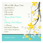 Faire-part de mariage jaune de turquoise de fleurs