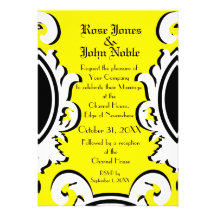 Faire-part de mariage (jaune) en ivoire baroque
