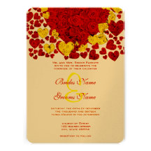 Faire-part de mariage jaune et rouge de roses de c