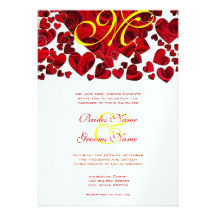 Faire-part de mariage jaune et rouge de roses de c