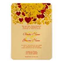 Faire-part de mariage jaune et rouge de roses de c