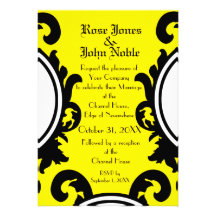 Faire-part de mariage (jaune) noir baroque