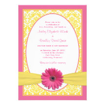Faire-part de mariage jaune rose de marguerite de 