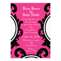 Faire-part de mariage (magenta) noir baroque