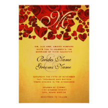 Faire-part de mariage métallique de roses rouges d