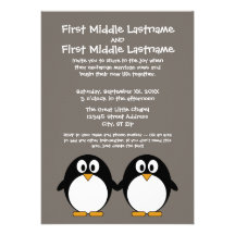 Faire-part de mariage mignon de pingouin