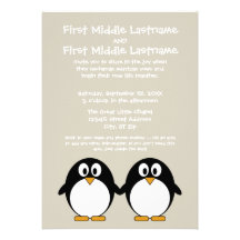 Faire-part de mariage mignon de pingouin