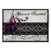 Faire-part de mariage noir de dentelle cartes de vœux