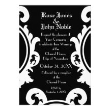 Faire-part de mariage (noir) en ivoire baroque