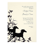 Faire-part de mariage noir et blanc de chevaux sau