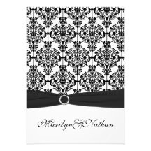 Faire-part de mariage noir et blanc de la damassé 