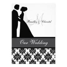 Faire-part de mariage noir, gris, et blanc de coup
