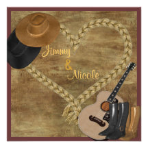 FAIRE-PART DE MARIAGE OCCIDENTAL DE GUITARE DE PAY