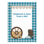 Faire-part de mariage occidental de pays bleu