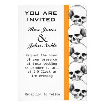 Faire-part de mariage (orange) de crânes