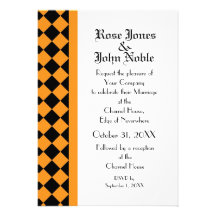 Faire-part de mariage (orange) de damier