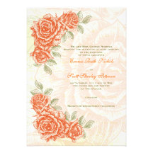 Faire-part de mariage orange de roses de mandarine