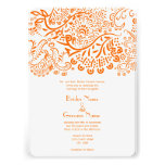 Faire-part de mariage orange d'inséparables