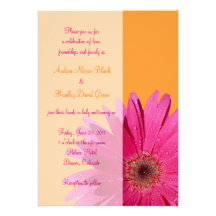 Faire-part de mariage orange et rose de marguerite
