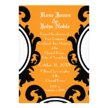 Faire-part de mariage (orange) noir baroque