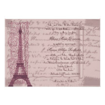 Faire-part de mariage parisien rose