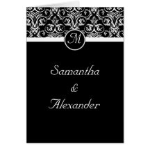 Faire-part de mariage plié par monogramme noir d'i carte de vœux