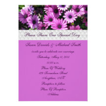 Faire-part de mariage pourpre de fleur de margueri