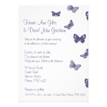 Faire-part de mariage pourpre et blanc de papillon