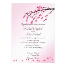 Faire-part de mariage rose de fleurs de cerisier